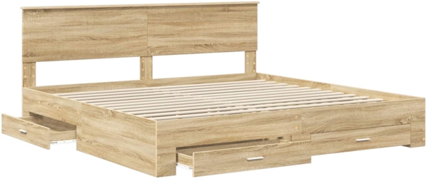 vidaXL Bettrahmen mit Kopfteil Sonoma-Eiche 200x200 cm Holzwerkstoff 3410856 Bild 4