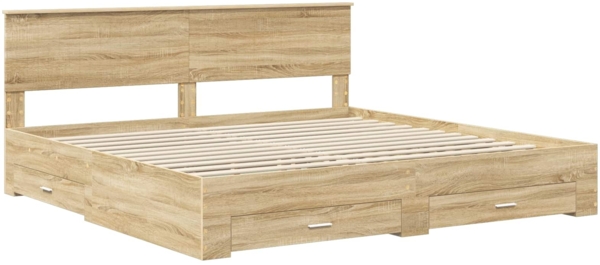 vidaXL Bettrahmen mit Kopfteil Sonoma-Eiche 200x200 cm Holzwerkstoff 3410856 Bild 3
