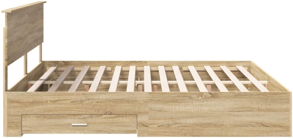 vidaXL Bettrahmen mit Kopfteil Sonoma-Eiche 200x200 cm Holzwerkstoff 3410856 Bild 8