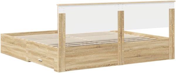 vidaXL Bettrahmen mit Kopfteil Sonoma-Eiche 200x200 cm Holzwerkstoff 3410856 Bild 9