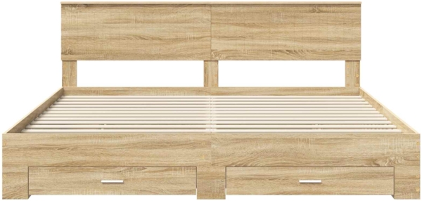 vidaXL Bettrahmen mit Kopfteil Sonoma-Eiche 200x200 cm Holzwerkstoff 3410856 Bild 7