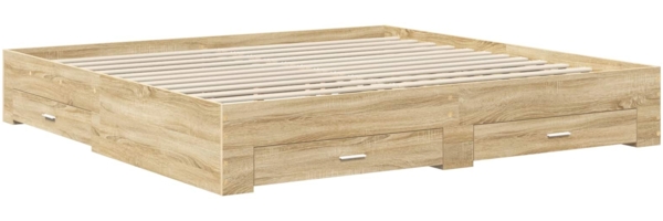 vidaXL Bettrahmen mit Kopfteil Sonoma-Eiche 200x200 cm Holzwerkstoff 3410856 Bild 5
