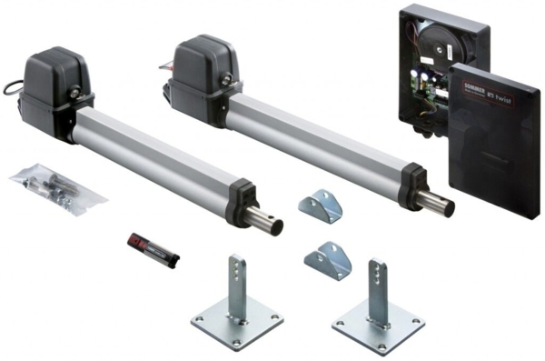 Gartentor / Doppelfügeltor elektrisch Premium (2-flügelig) asymmetrisch für waagerechte Holzfüllung grün Breite 400 cm x Höhe 100 cm Bild 4