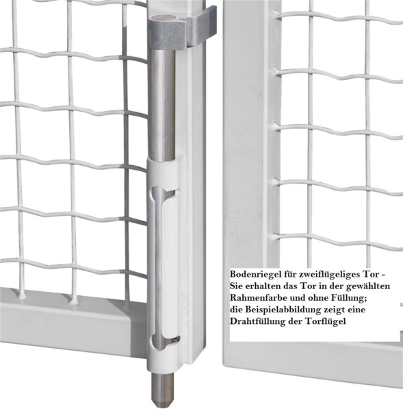 Gartentor / Doppelfügeltor elektrisch Premium (2-flügelig) asymmetrisch für waagerechte Holzfüllung grün Breite 400 cm x Höhe 100 cm Bild 3