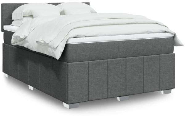 vidaXL Boxspringbett mit Matratze Dunkelgrau 140x190 cm Stoff 3287064