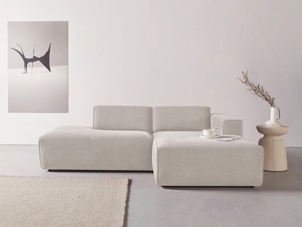 andas Ecksofa Noord, mit Kedernaht, Breite 227 cm, Cord, Struktur