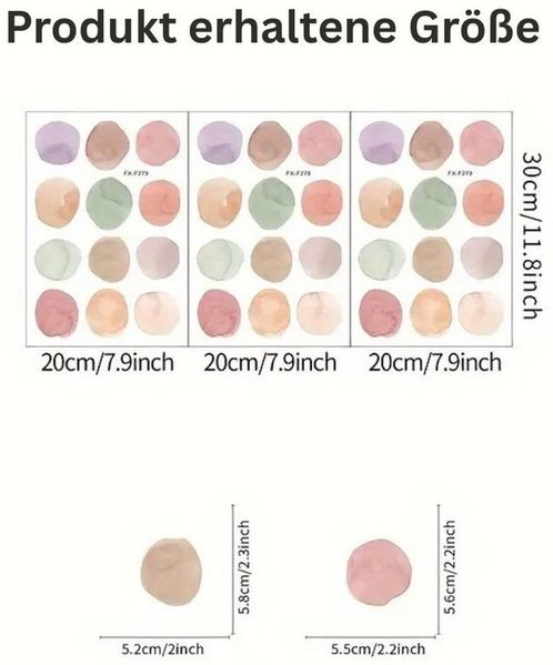 Montegoni Wandtattoo Pastell Polka Dot Wandsticker – 36 Aquarell Punkte Wandtattoo (Polka Dot, Aquarell-Wandaufkleber – 36 Stück -3er-Set- PVC, Kinderzimmer, Spielzimmer, wandtattoo), Selbstklebend, Abnehmbar, Flexible Anordnung, langlebig, Wasserfest