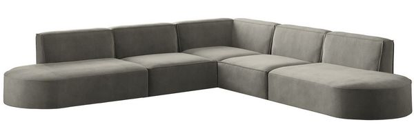 Ecksofa Designersofa PALMA Stoff Noel Grau Seite Universal