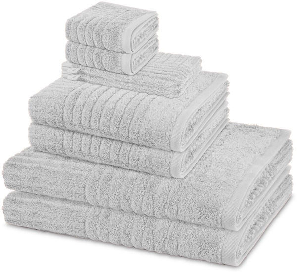 Ross Carre 8 tlg. Frottier-Set - 2 X Handtuch (50 X 100cm), 2 X Duschtuch (70 X 140cm), 2 X Gästetuch (30 X 50cm), 2 X Waschhandschuh (16 X 22cm) - 520 - Kiesel
