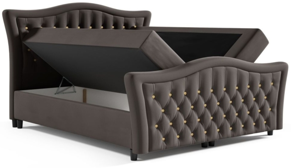 Boxspringbett Schlafzimmerbett TURHAN 180x200cm Stoff Elisa Velvet Dunkelblau Bild 2