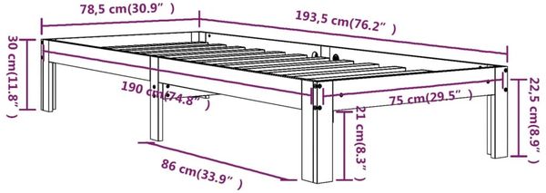 Massivholzbett 75x190 cm 2FT6 Small Single [810325] Bild 8