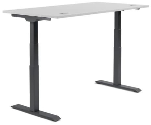 Soennecken Schreibtisch 1600x605-1255x800mm Platte lichtgrau Gestell s