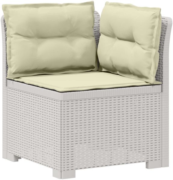 vidaXL 1-Sitzer Garten-Sofa mit Kissen Rattan-Look PP Weiß 8011840