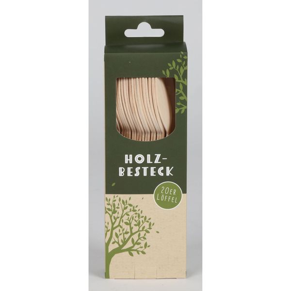 Holzlöffel 20er-Set – umweltfreundliches Einweg-Besteck aus Holz, plastikfrei, biologisch abbaubar und ideal für Partys, Picknick und Catering