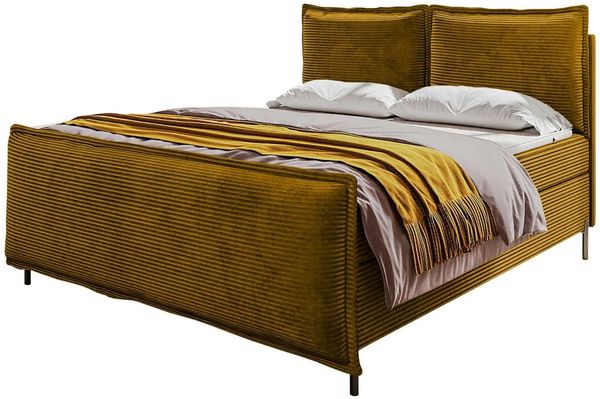 Boxspringbett Elysio Plus - Cordstoff - gold - 180x200 cm