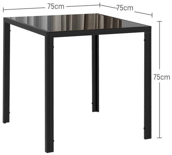 HOMCOM Esstisch für 4 Personen, aus Hartglas (Esszimmertisch, 1-St, Küchentisch), bis 80 kg belastbar, für Küche, Esszimmer, 75 x 75 x 75 cm, Schwarz Bild 3