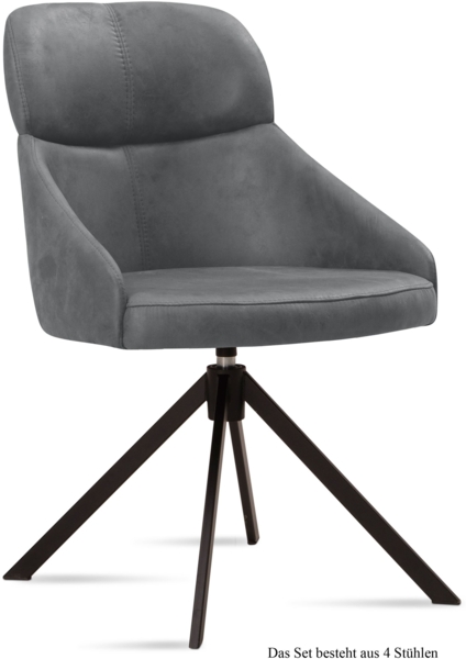 Esszimmerstuhl drehbar (4er-Set) Derska 52x82x63 Schwarz/Grau