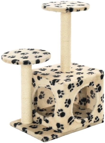 vidaXL Katzen-Kratzbaum Sisal 60 cm Beige Pfoten-Aufdruck 170520