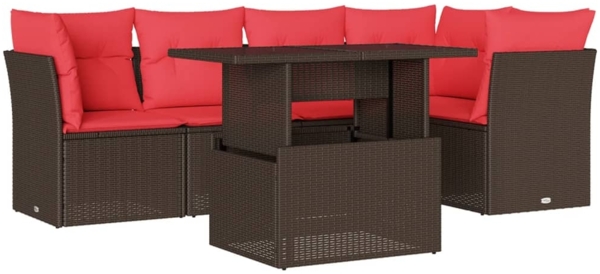 vidaXL 6-teiliges Gartensofa-Set mit Kissen, braun, Polyrattan 3266574