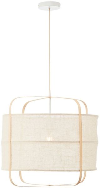 Lightbox Pendelleuchte, ohne Leuchtmittel, Hängelampe aus Bambus und Textil, E27, 150x55 cm, natur/beige