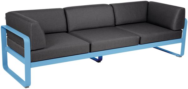 Bellevie 3-Sitzer Club Sofa Outdoor E1 Maya-Blau A3 Graphitgrau