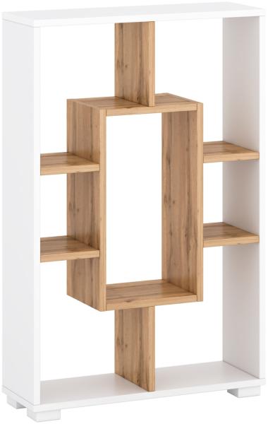 Regal Standregal Wandregal 7 Fächer Bücherregal 4 Varianten Eiche Weiß Holz Massiv Modern