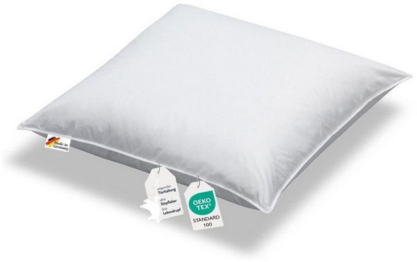 Bettenhaus Breuer Daunenkissen Kopfkissen Daunenkissen 100% sibirische Daunen 500g leicht weich 80x80, Füllung: 100% sibirische Daunen, Bezug: 100% Baumwolle, Seitenschläfer, Rückenschläfer, Bauchschläfer, Hergestellt in Deutschland