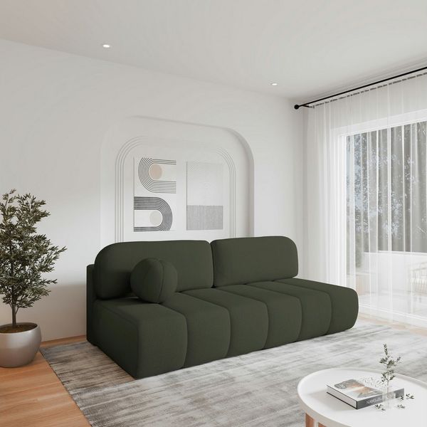 MOEBLO Sofa Fluffy aus Bouclé, Bequemes Sofa mit Schlaffunktion, Stilvollem Bouclé-Bezug, Sofa mit Schlaffunktion und Stauraum, Couch Polstermöbel Sitzmöbel Wohnzimmermöbel 3-Sitzer-Sofa Stoffsofa, mit Relaxfunktion (BxHxT):210x88x104 cm