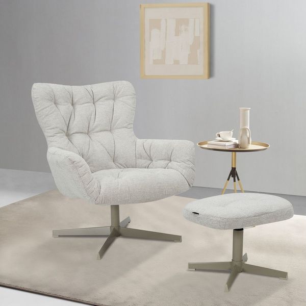 INOSIGN Drehsessel VERGAS Ohrensessel mit Hocker im Set, besonders dicke Polsterung, Relaxsessel mit 360-Grad-Drehfunktion u. Hocker, Web-Stoff