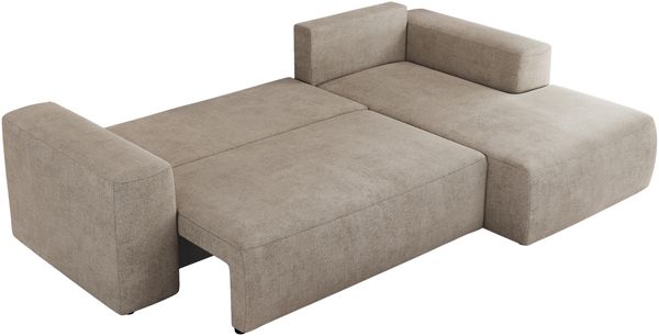 Ecksofa mit Schlaffunktion, Bettkasten und losen Kissen für das Wohnzimmer - TRENTINO - Beige Stoff - rechts Bild 5