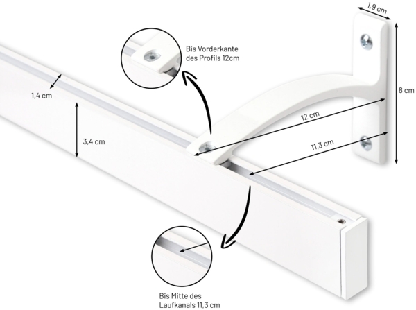 Deco-Raum® Gardinenschiene Innenlauf Curve | Länge: 220cm | Material: Aluminium | Farbe: Weiß Bild 2