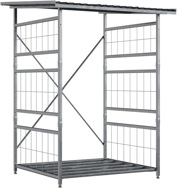 CLP Brennholzregal Macon mit Dach wetterfest Metall verzinkt,metall Brennholzregal Bild 9