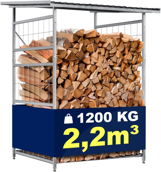 CLP Brennholzregal Macon mit Dach wetterfest Metall verzinkt,metall Brennholzregal