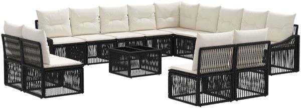 vidaXL Gartensofa-set 14 pcs Schwarz Poly-Rattan 3436171