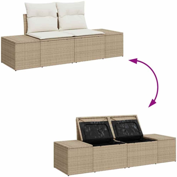 vidaXL Garten-Sofa-Set mit Kissen 8 pcs Beige Poly Rattan 3360762 Bild 9
