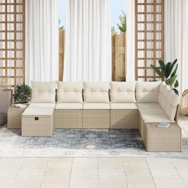 vidaXL Garten-Sofa-Set mit Kissen 8 pcs Beige Poly Rattan 3360762 Bild 2