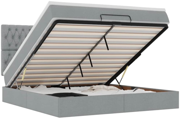 vidaXL Ottoman-Bett mit Matratze Hellgrau 160x200 cm Stoff 3313251