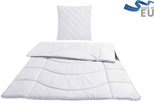 OTTO home Steppbett + Kopfkissen Microlux, Bettdecke 135x200 cm, 155x220 cm, Füllung: Polyester, Bezug: Polyester, Set mit Kissen 40x80 cm, 80x80 cm, Sommer, Herbst, Winter in 4 Farben