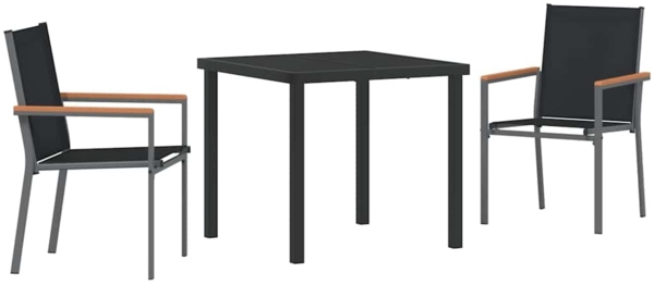 vidaXL Garten Essgruppe 3 pcs Schwarz Pulverbeschichteter Stahl 3379086