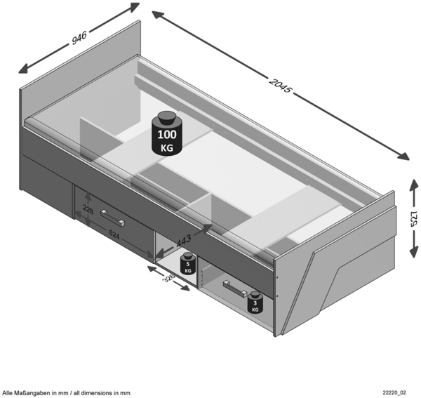 Jugendzimmer Set mit Kommode 3-teilig LEEDS-10 in Sandeiche Nb. mit weiß, Lava und Denim Blau Bild 3