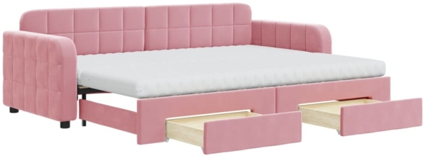 vidaXL Tagesbett Ausziehbar mit Schubladen Rosa 80x200 cm Samt 3196997
