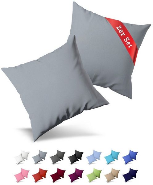 Buymax Kissenbezüge Kissenbezug 100% Baumwolle Premium Jersey, (2 Stück), Kissenhüllen, Reißverschluss, atmungsaktiv, unifarben, einfarbig