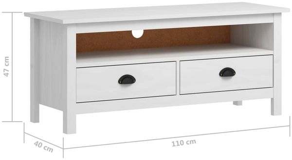 vidaXL TV-Schrank Hill Range Weiß 110 x 40 x 47 cm Kiefer Massivholz [288924] Bild 6