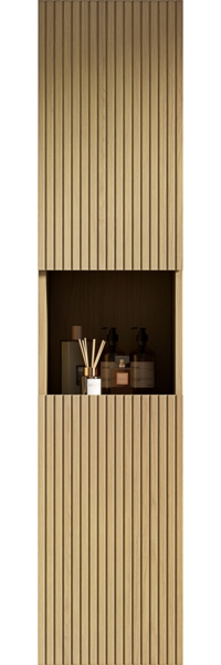 Badezimmer-Wandschrank, 2 Türen 1 offenes Staufach geeignet für kleine Räume Bad Wohnzimmer Wäscherei, Holz, Corolla Holzmaserung, 160 cm