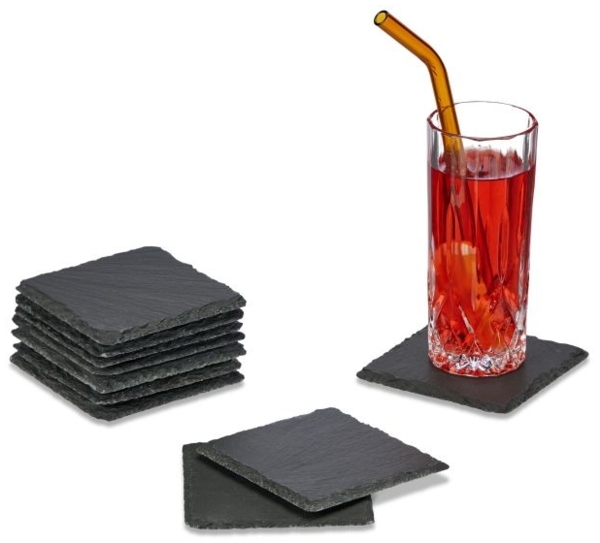 10er Set Schiefer Untersetzer 10x10 cm 10045132