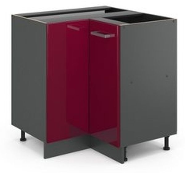 Eckunterschrank R-Line Rot Hochglanz 75.6 cm ohne Arbeitsplatte Vicco Bild 6