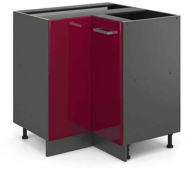 Eckunterschrank R-Line Rot Hochglanz 75.6 cm ohne Arbeitsplatte Vicco Bild 5