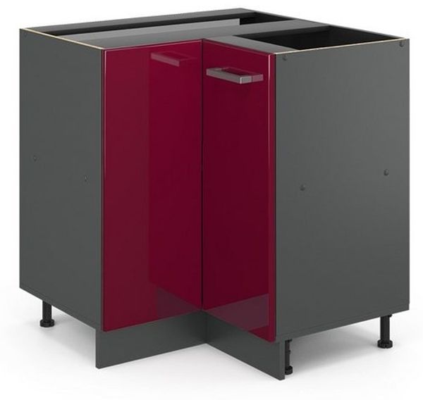 Eckunterschrank R-Line Rot Hochglanz 75.6 cm ohne Arbeitsplatte Vicco Bild 4