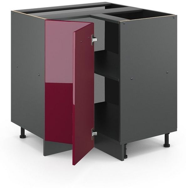 Eckunterschrank R-Line Rot Hochglanz 75.6 cm ohne Arbeitsplatte Vicco Bild 3