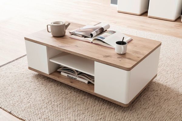 MCA furniture Couchtisch Couchtisch Palermo, 115x65, Soft white / Viking Oak (No-Set), Breite 115 cm, Tisch Couchtisch Sofatisch